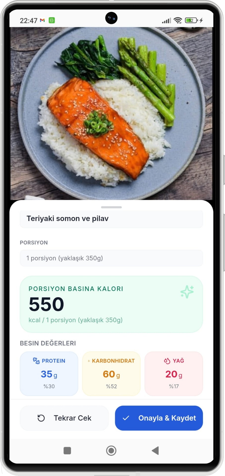 Myora yemek tarama ekranı